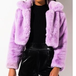 Purple long sleeve Fur Jacket